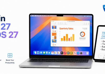 Sidecar in macOS 27 and iPadOS 27 showing MacBook and iPad connected as a second display