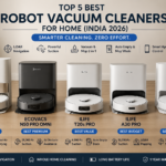 Top 5 best robot vacuum cleaners for home in India 2026 featuring Dreame D20 Ultra, Ecovacs N50 Pro Omni, ILIFE T20s Pro, ILIFE A30 Pro and Dreame F10.