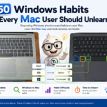 Side-by-side Windows and Mac keyboard comparison highlighting the Ctrl, Alt, Windows, Command, Option, and Function keys for users switching from Windows to macOS.
